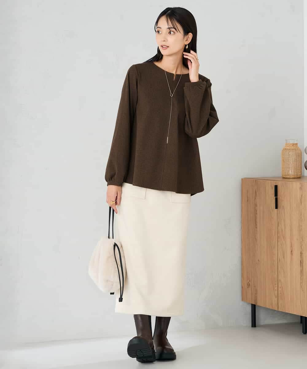 K2KBD45044 a.v.v(アー・ヴェ・ヴェ) 千鳥ジャガードトップス ブラウン