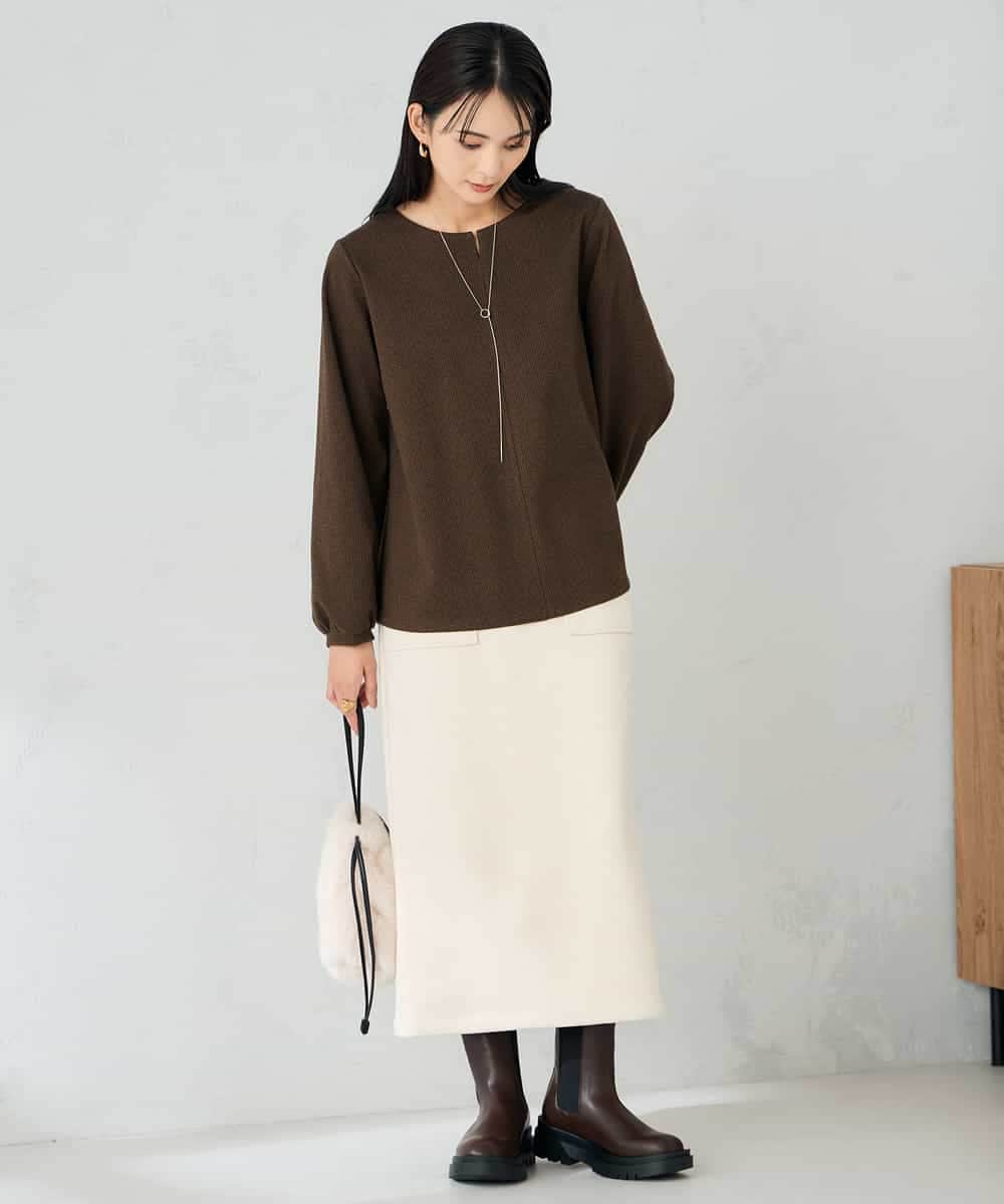 K2KBD45044 a.v.v(アー・ヴェ・ヴェ) 千鳥ジャガードトップス ブラウン