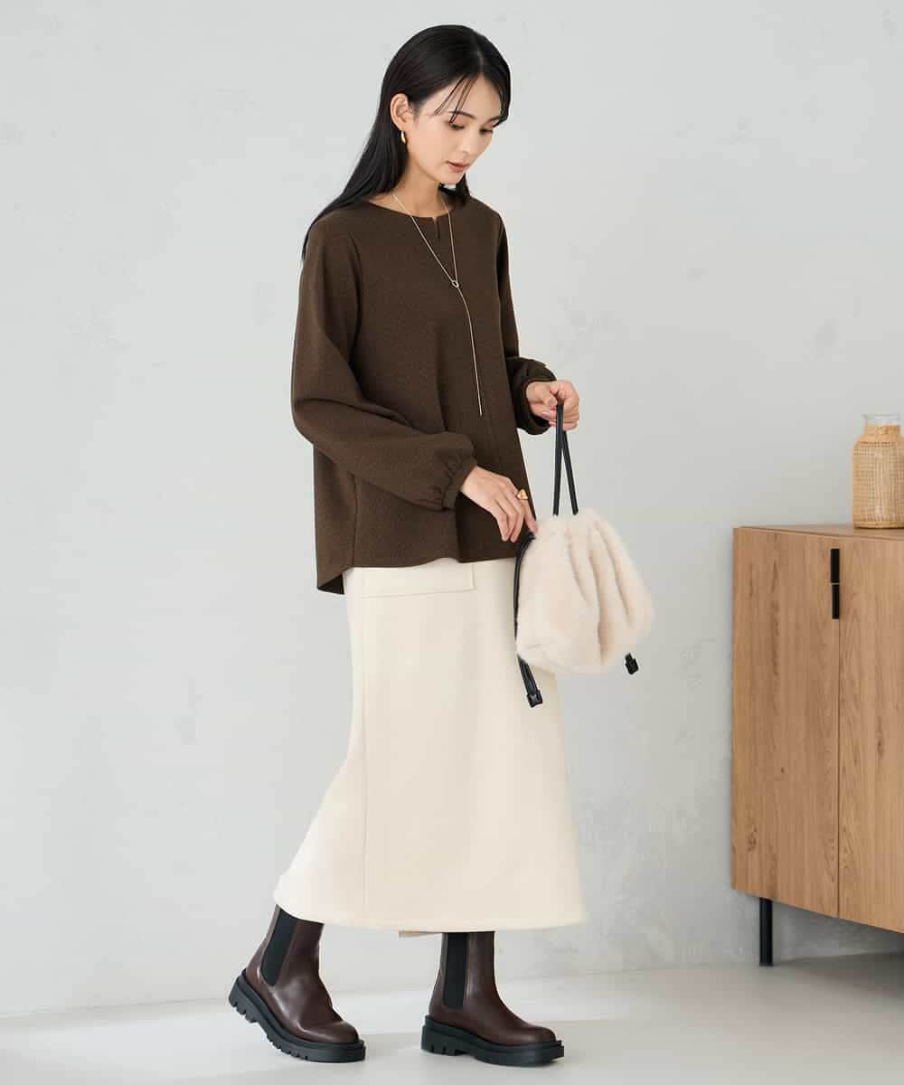 K2KBD45044 a.v.v(アー・ヴェ・ヴェ) 千鳥ジャガードトップス ブラウン