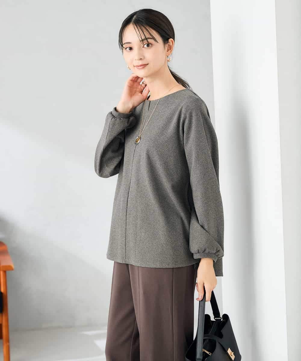 K2KBD45044 a.v.v(アー・ヴェ・ヴェ) 千鳥ジャガードトップス ブラウン