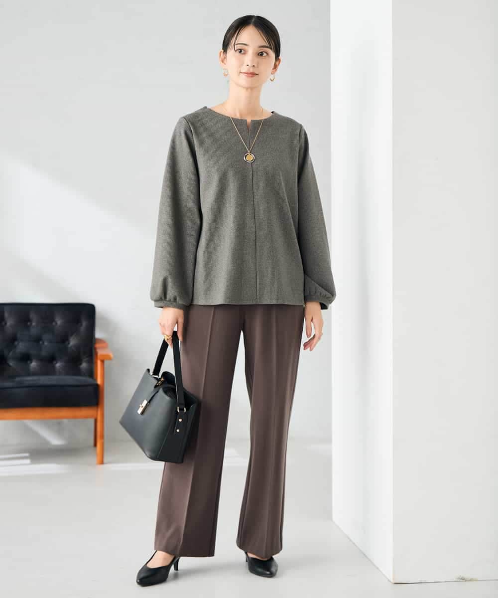 K2KBD45044 a.v.v(アー・ヴェ・ヴェ) 千鳥ジャガードトップス ブラウン