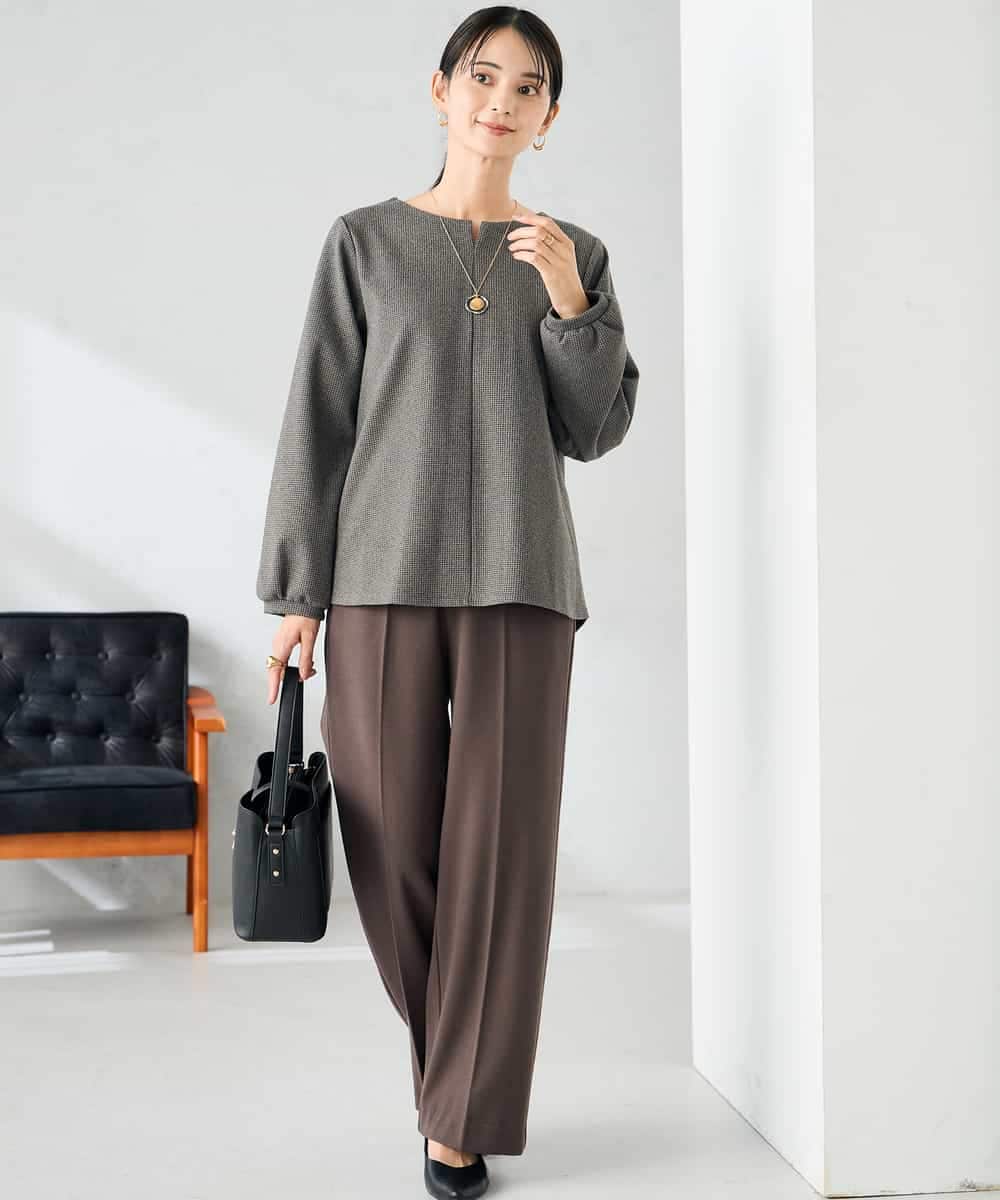 K2KBD45044 a.v.v(アー・ヴェ・ヴェ) 千鳥ジャガードトップス ブラウン