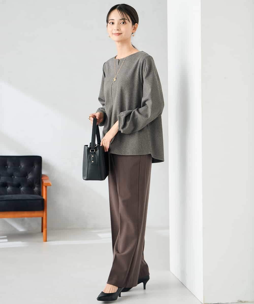 K2KBD45044 a.v.v(アー・ヴェ・ヴェ) 千鳥ジャガードトップス ブラウン