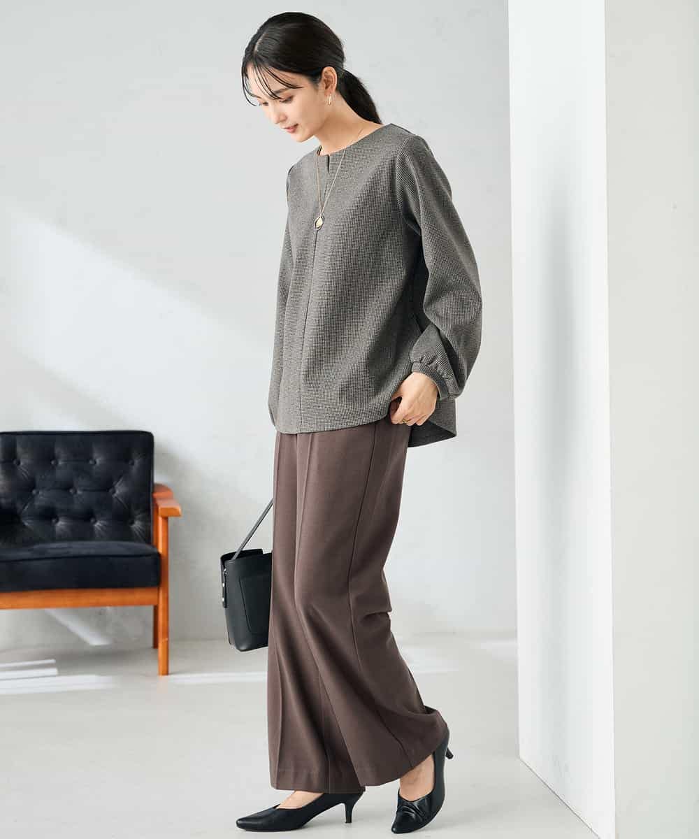 K2KBD45044 a.v.v(アー・ヴェ・ヴェ) 千鳥ジャガードトップス ブラウン