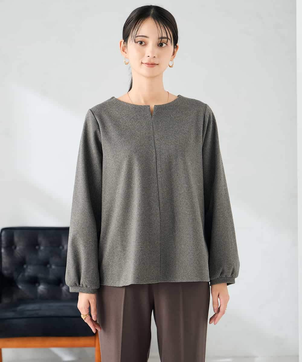 K2KBD45044 a.v.v(アー・ヴェ・ヴェ) 千鳥ジャガードトップス ブラウン