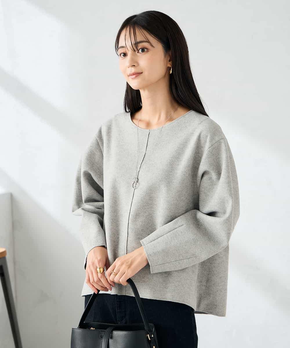 K2KBD48059 a.v.v(アー・ヴェ・ヴェ) 【洗える/ストレッチ 】ウールライクジャージプルオーバー ベージュ