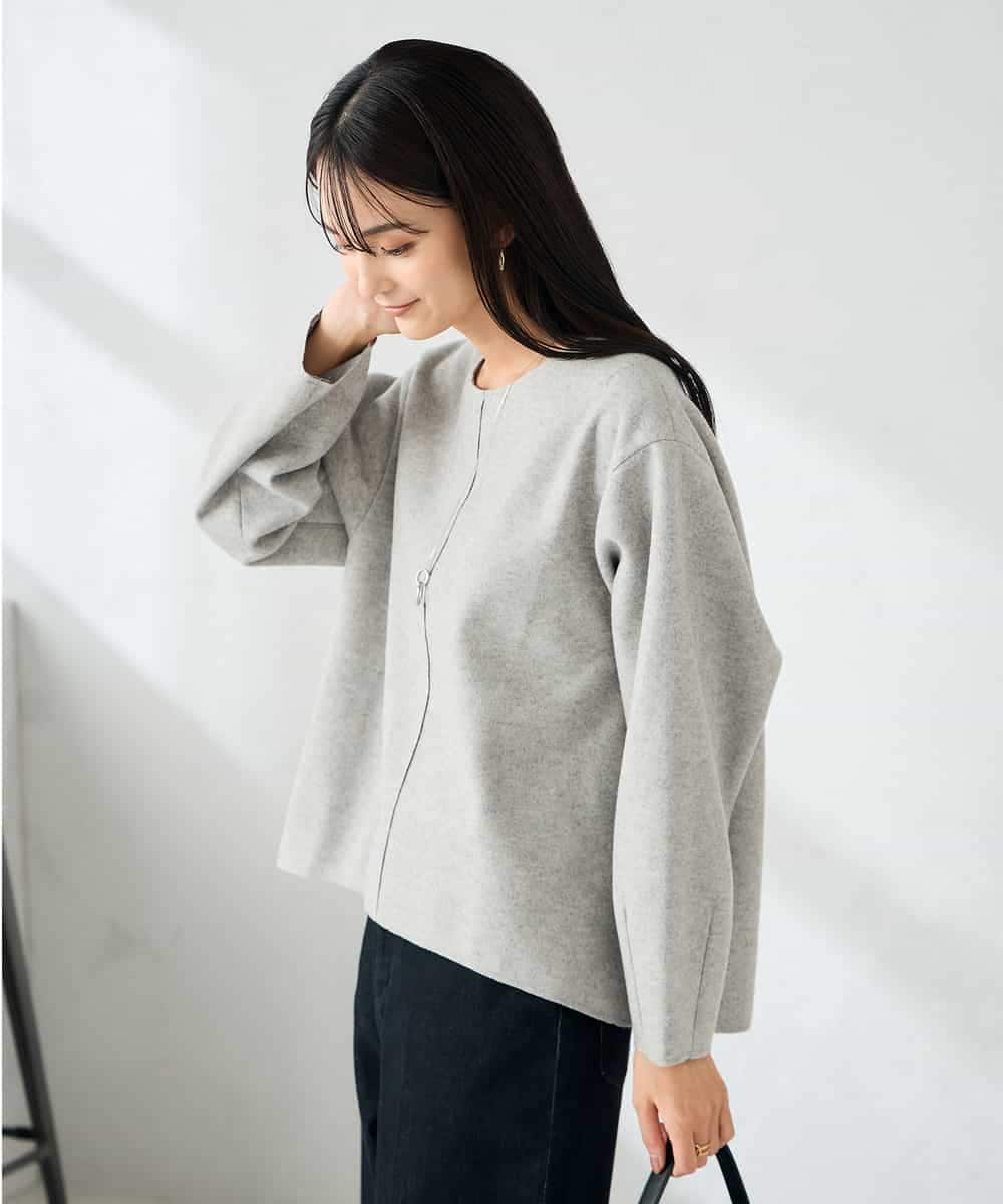 K2KBD48059 a.v.v(アー・ヴェ・ヴェ) 【洗える/ストレッチ 】ウールライクジャージプルオーバー ベージュ