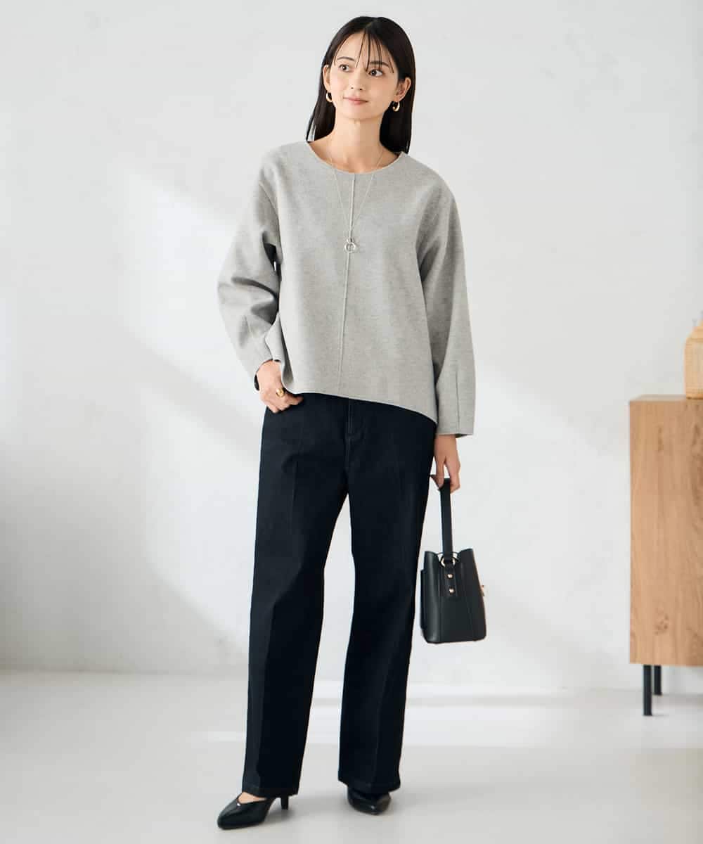 K2KBD48059 a.v.v(アー・ヴェ・ヴェ) 【洗える/ストレッチ 】ウールライクジャージプルオーバー ベージュ