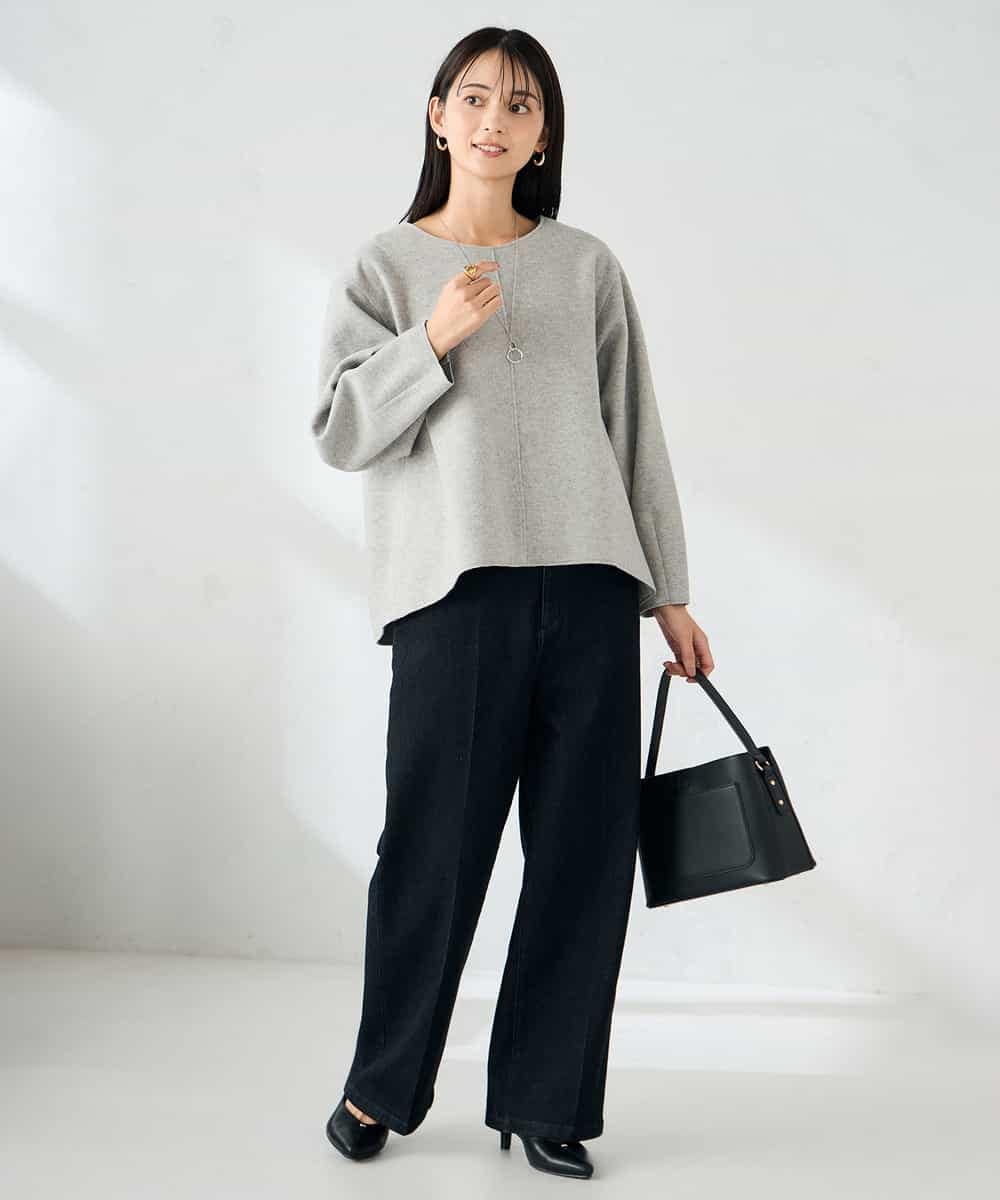 K2KBD48059 a.v.v(アー・ヴェ・ヴェ) 【洗える/ストレッチ 】ウールライクジャージプルオーバー ベージュ