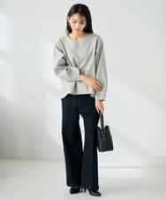 K2KBD48059 a.v.v(アー・ヴェ・ヴェ) 【洗える/ストレッチ 】ウールライクジャージプルオーバー ベージュ