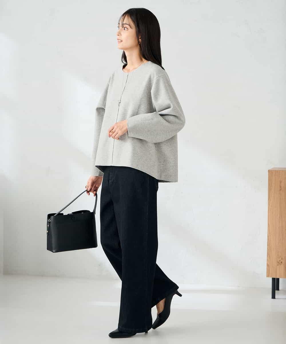 K2KBD48059 a.v.v(アー・ヴェ・ヴェ) 【洗える/ストレッチ 】ウールライクジャージプルオーバー ベージュ