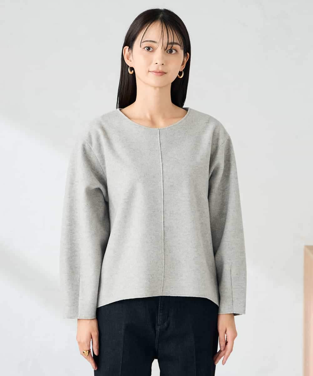 K2KBD48059 a.v.v(アー・ヴェ・ヴェ) 【洗える/ストレッチ 】ウールライクジャージプルオーバー ベージュ