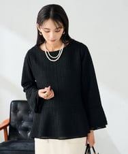 K2KBD50049 a.v.v(アー・ヴェ・ヴェ) ツイードペプラムトップス ネイビー