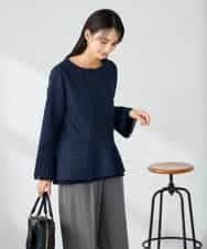 K2KBD50049 a.v.v(アー・ヴェ・ヴェ) ツイードペプラムトップス ネイビー