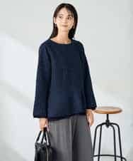 K2KBD50049 a.v.v(アー・ヴェ・ヴェ) ツイードペプラムトップス ネイビー