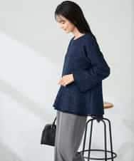 K2KBD50049 a.v.v(アー・ヴェ・ヴェ) ツイードペプラムトップス ネイビー