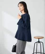 K2KBD50049 a.v.v(アー・ヴェ・ヴェ) ツイードペプラムトップス ネイビー