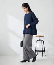 K2KBD50049 a.v.v(アー・ヴェ・ヴェ) ツイードペプラムトップス ネイビー