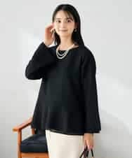 K2KBD50049 a.v.v(アー・ヴェ・ヴェ) ツイードペプラムトップス ネイビー