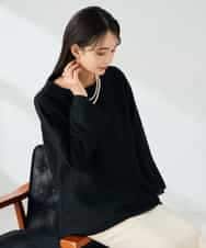 K2KBD50049 a.v.v(アー・ヴェ・ヴェ) ツイードペプラムトップス ネイビー