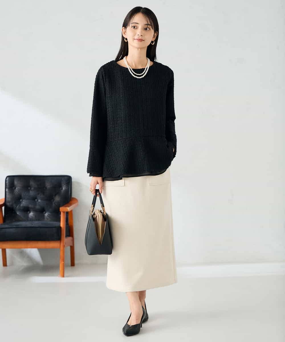 K2KBD50049 a.v.v(アー・ヴェ・ヴェ) ツイードペプラムトップス ネイビー