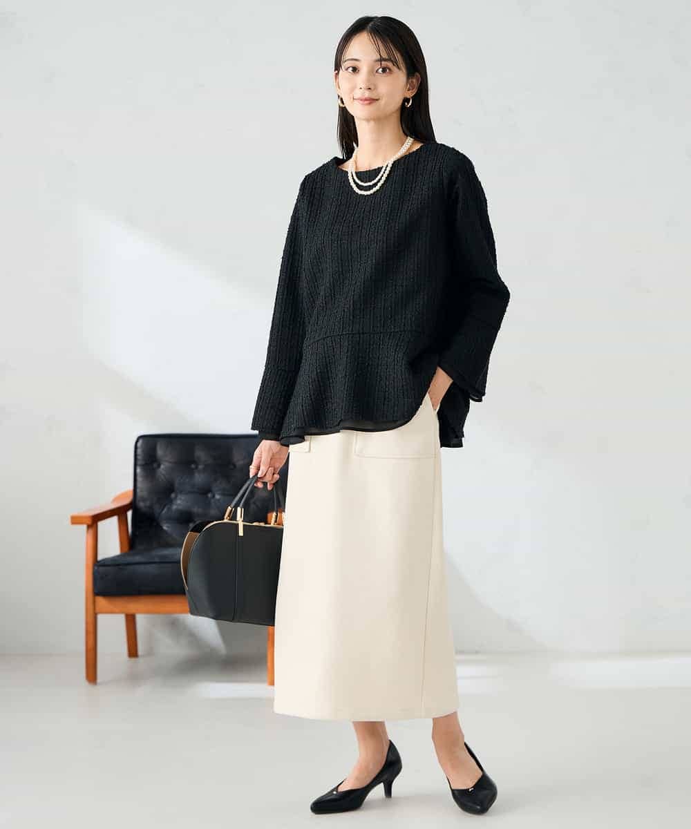 K2KBD50049 a.v.v(アー・ヴェ・ヴェ) ツイードペプラムトップス ネイビー