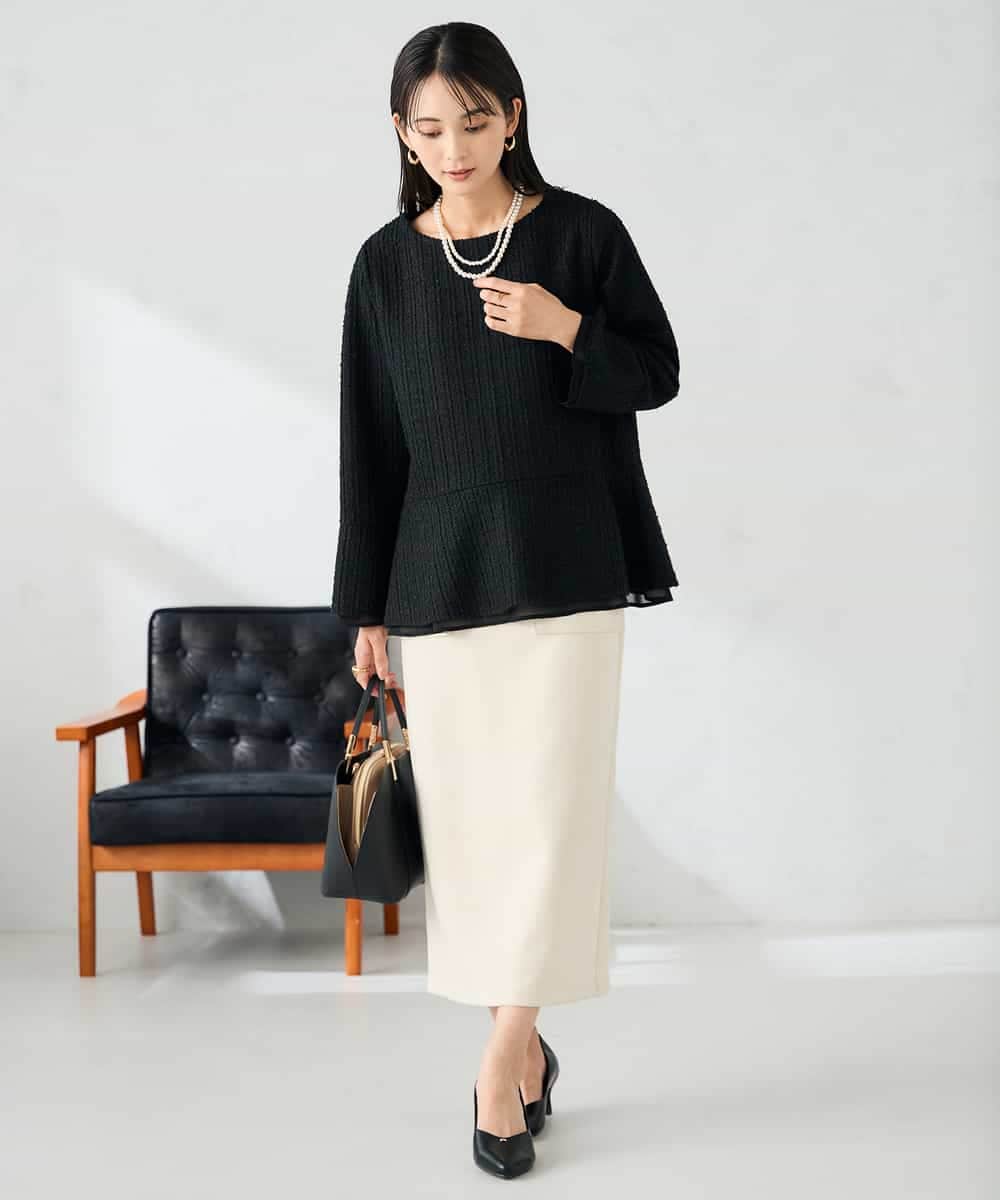 K2KBD50049 a.v.v(アー・ヴェ・ヴェ) ツイードペプラムトップス ネイビー