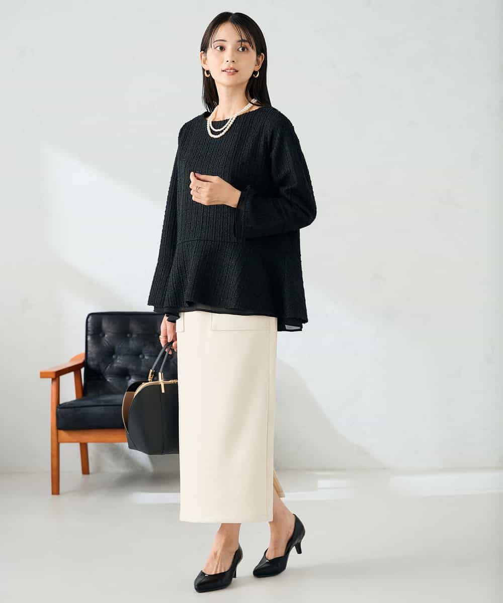 K2KBD50049 a.v.v(アー・ヴェ・ヴェ) ツイードペプラムトップス ネイビー