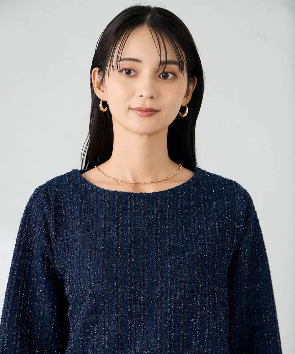 K2KBD50049 a.v.v(アー・ヴェ・ヴェ) ツイードペプラムトップス ネイビー