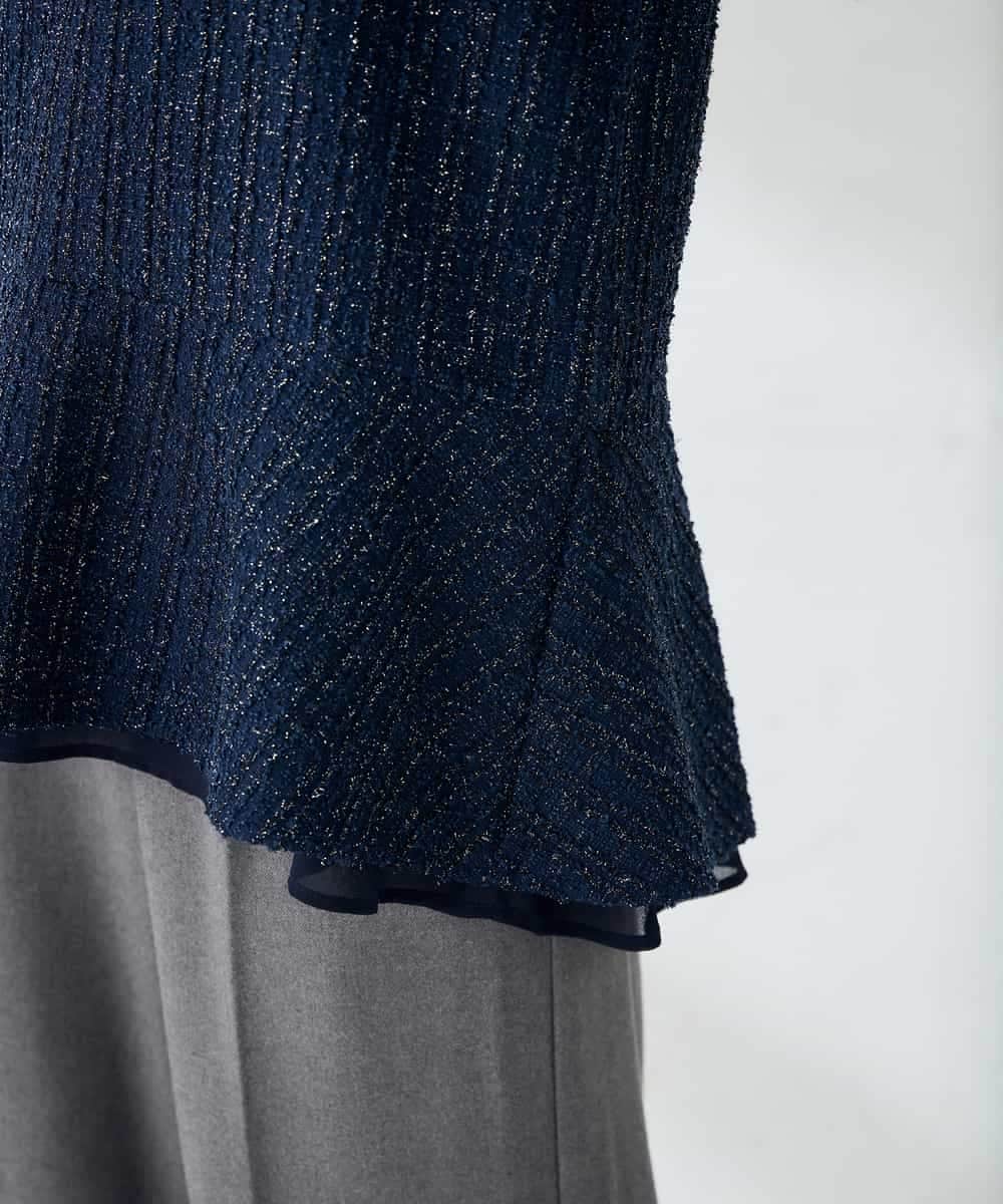 K2KBD50049 a.v.v(アー・ヴェ・ヴェ) ツイードペプラムトップス ネイビー