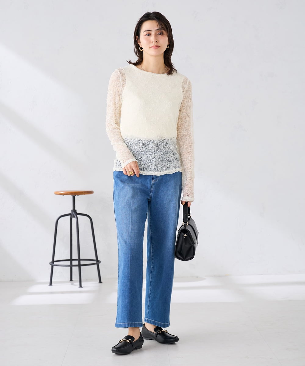 K2KED04029 a.v.v(アー・ヴェ・ヴェ) ストレッチレーストップス アイボリー