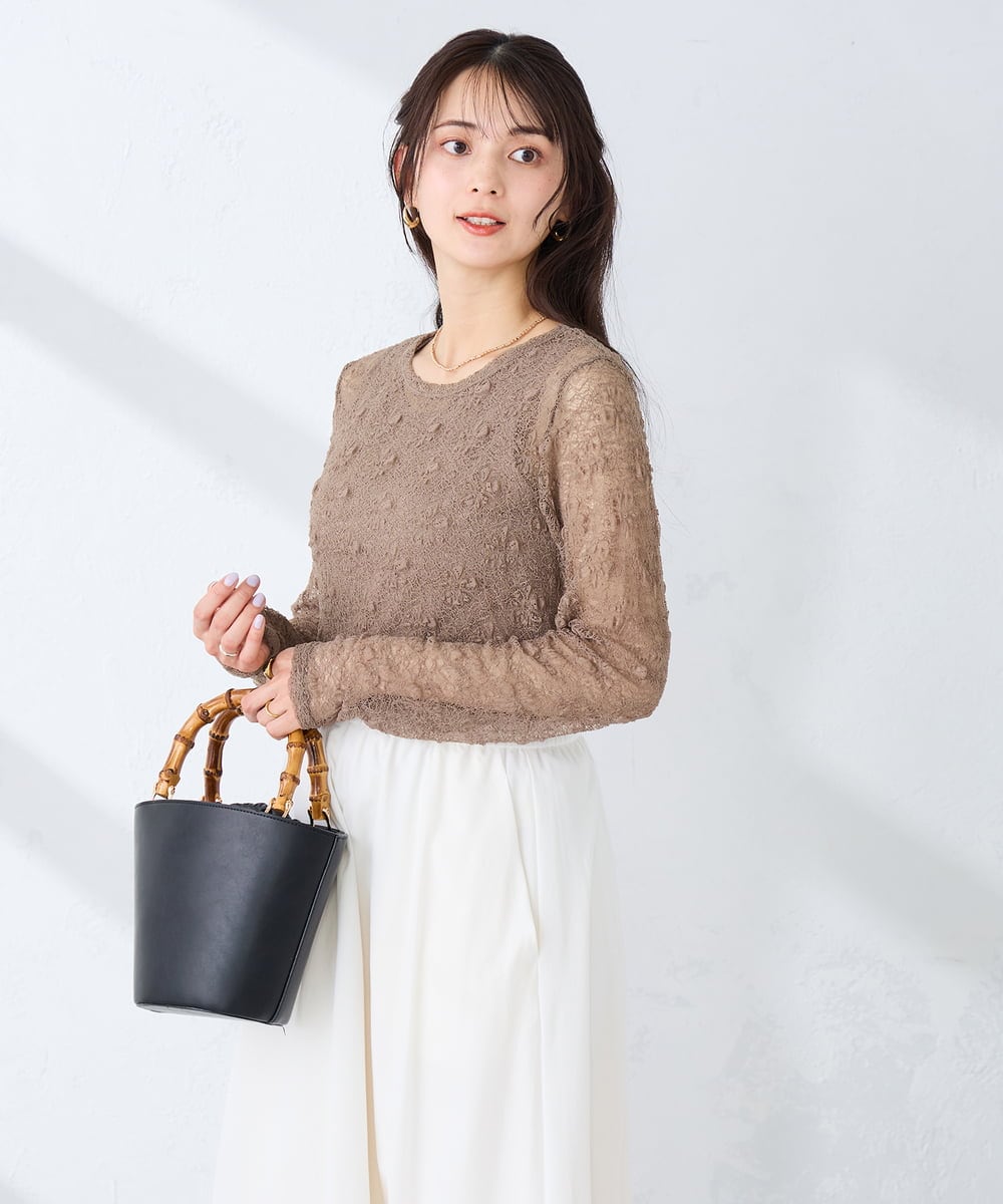 K2KED04029 a.v.v(アー・ヴェ・ヴェ) ストレッチレーストップス モカ