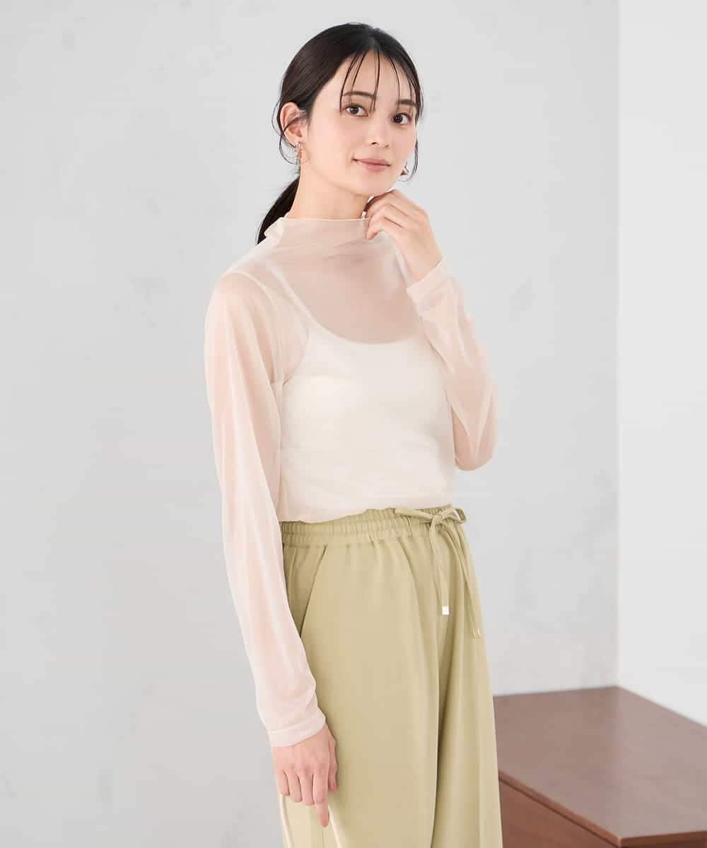 K2KED07029 a.v.v(アー・ヴェ・ヴェ) シャイニーシアーハイネックカットソー アイボリー