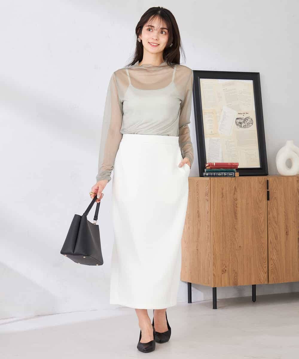 K2KED07029 a.v.v(アー・ヴェ・ヴェ) シャイニーシアーハイネックカットソー アイボリー