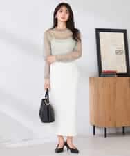 K2KED07029 a.v.v(アー・ヴェ・ヴェ) シャイニーシアーハイネックカットソー アイボリー