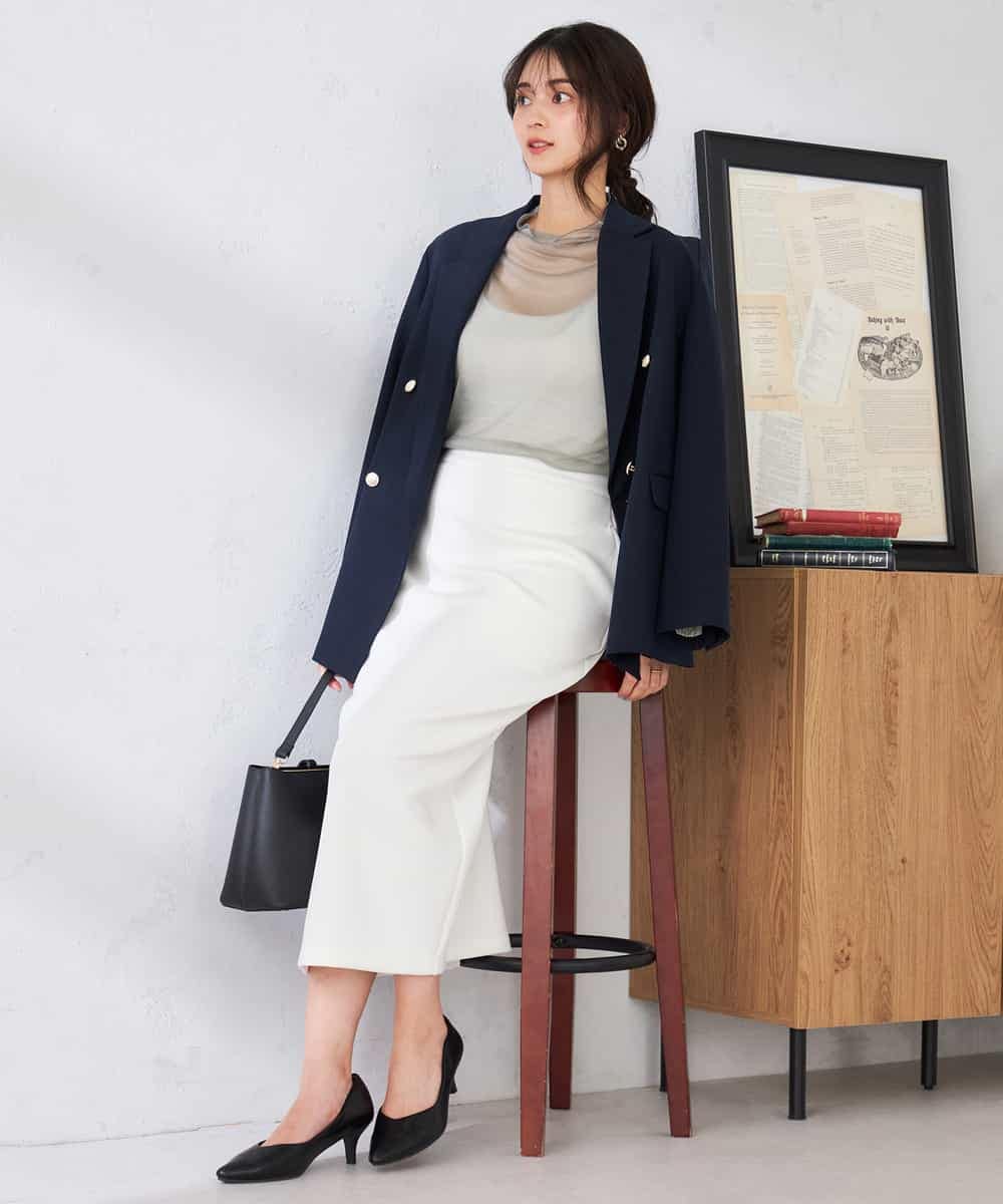 K2KED07029 a.v.v(アー・ヴェ・ヴェ) シャイニーシアーハイネックカットソー アイボリー