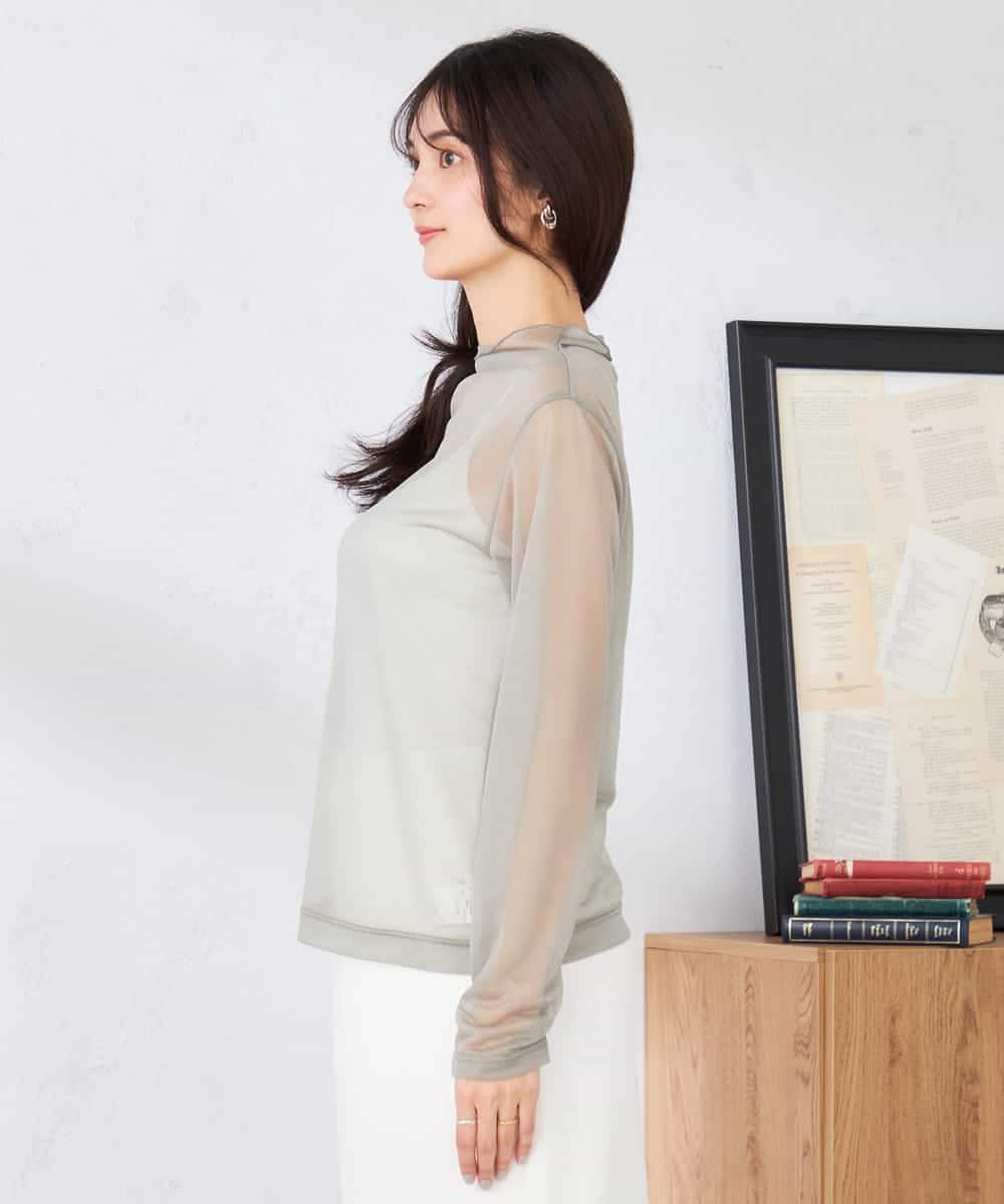 K2KED07029 a.v.v(アー・ヴェ・ヴェ) シャイニーシアーハイネックカットソー アイボリー