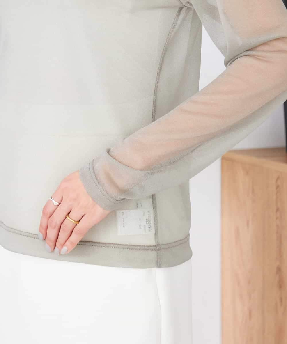 K2KED07029 a.v.v(アー・ヴェ・ヴェ) シャイニーシアーハイネックカットソー アイボリー