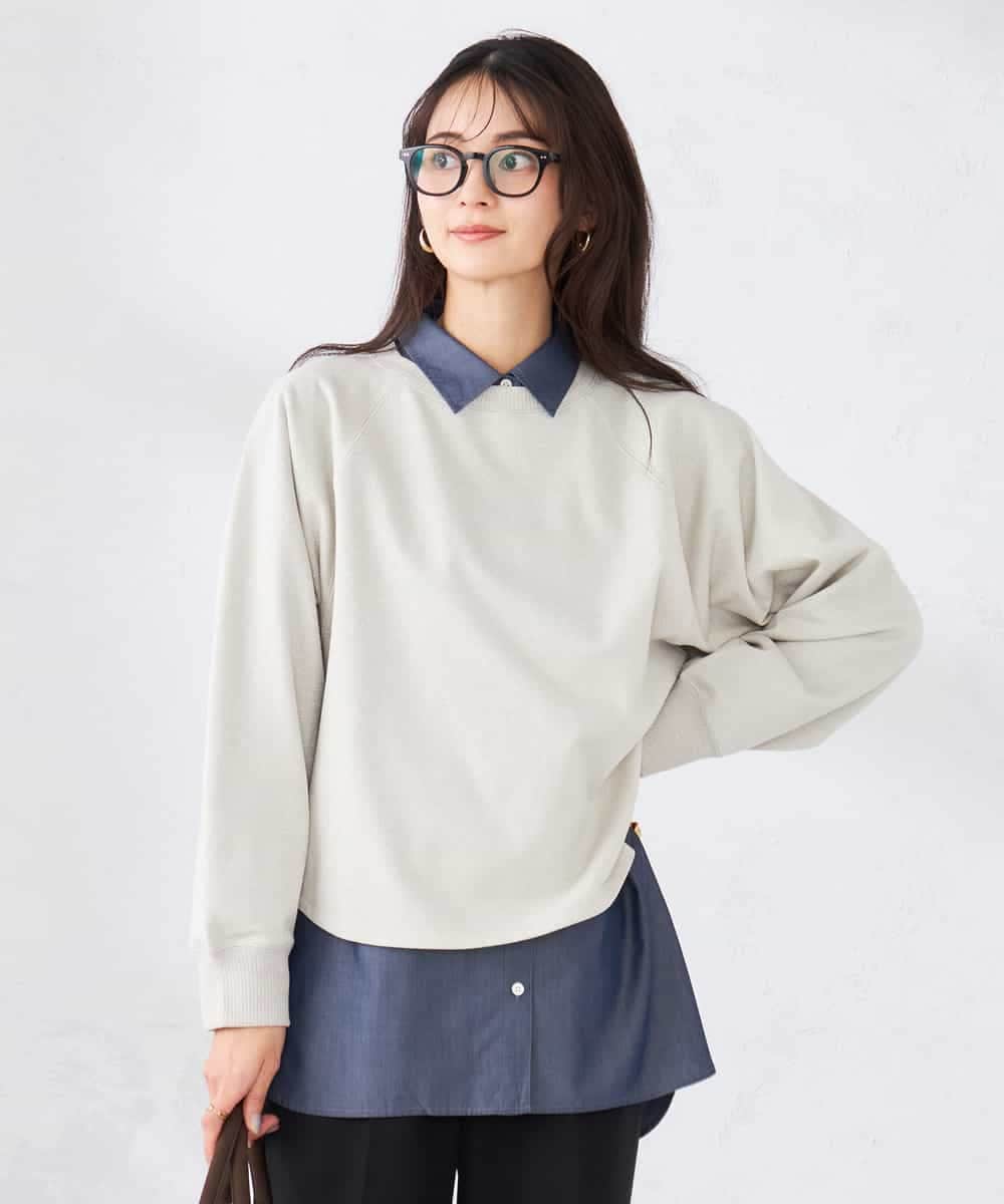 K2KED14044 a.v.v(アー・ヴェ・ヴェ) ラメ裏毛ドルマンスウェット グレージュ