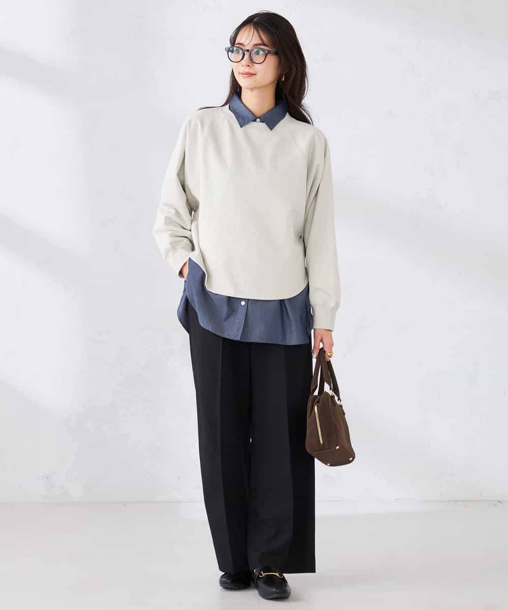 K2KED14044 a.v.v(アー・ヴェ・ヴェ) ラメ裏毛ドルマンスウェット グレージュ