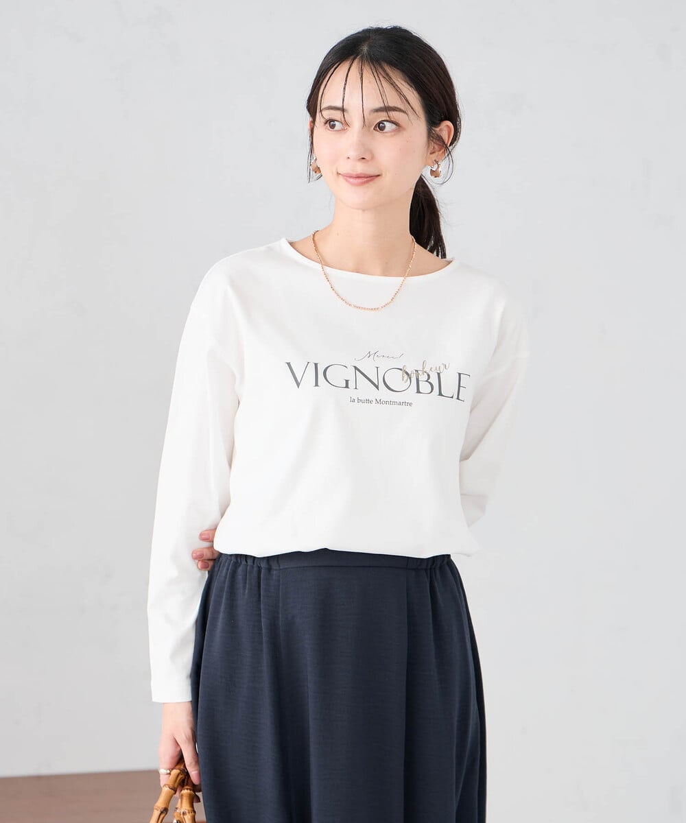 K2KED15034 a.v.v(アー・ヴェ・ヴェ) 【コットン100%】ロゴアソートロンT ホワイト（箔プリント）