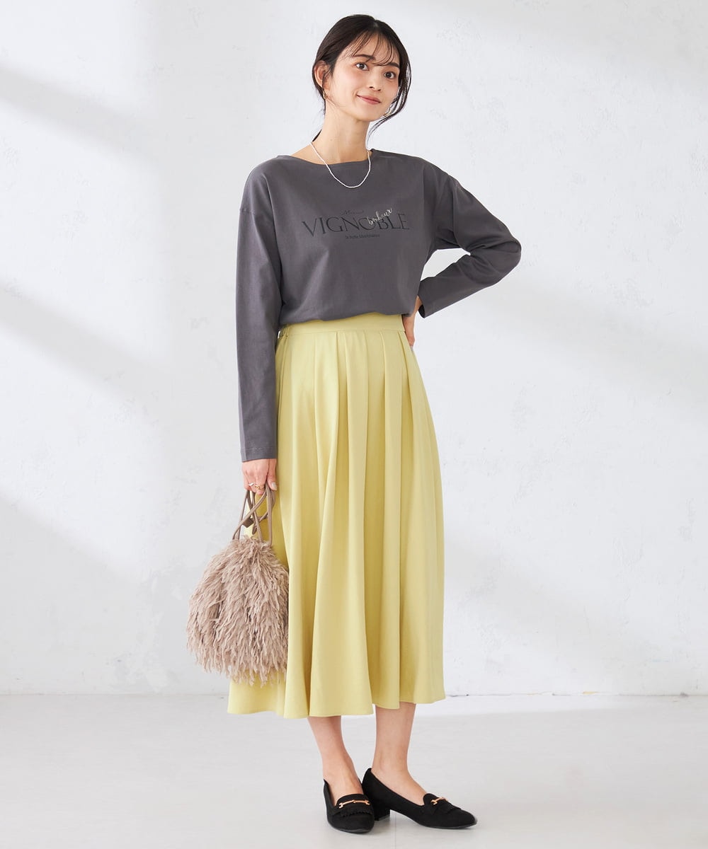 K2KED15034 a.v.v(アー・ヴェ・ヴェ) 【コットン100%】ロゴアソートロンT ダークグレー（箔プリント）