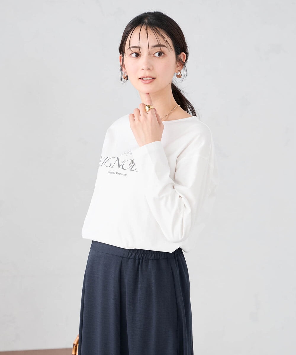 K2KED15034 a.v.v(アー・ヴェ・ヴェ) 【コットン100%】ロゴアソートロンT ダークグレー（箔プリント）