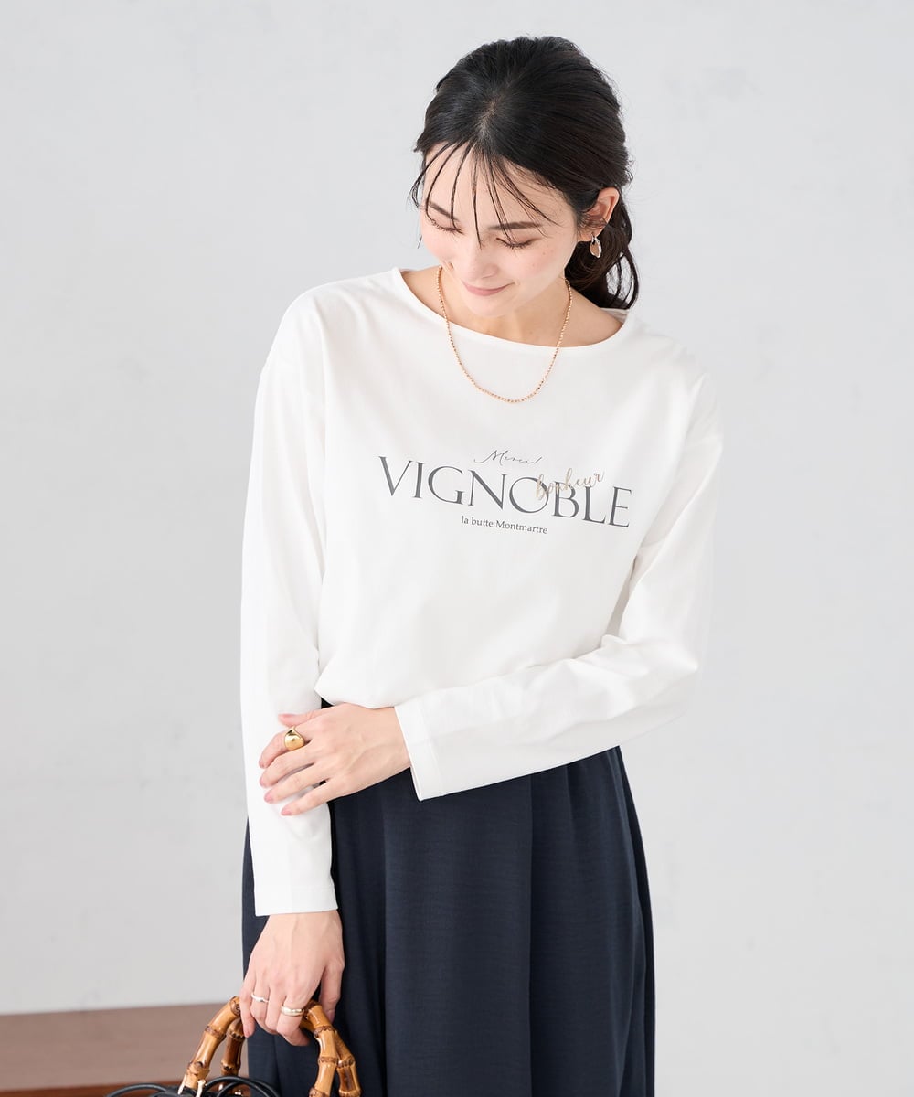 K2KED15034 a.v.v(アー・ヴェ・ヴェ) 【コットン100%】ロゴアソートロンT ダークグレー（箔プリント）