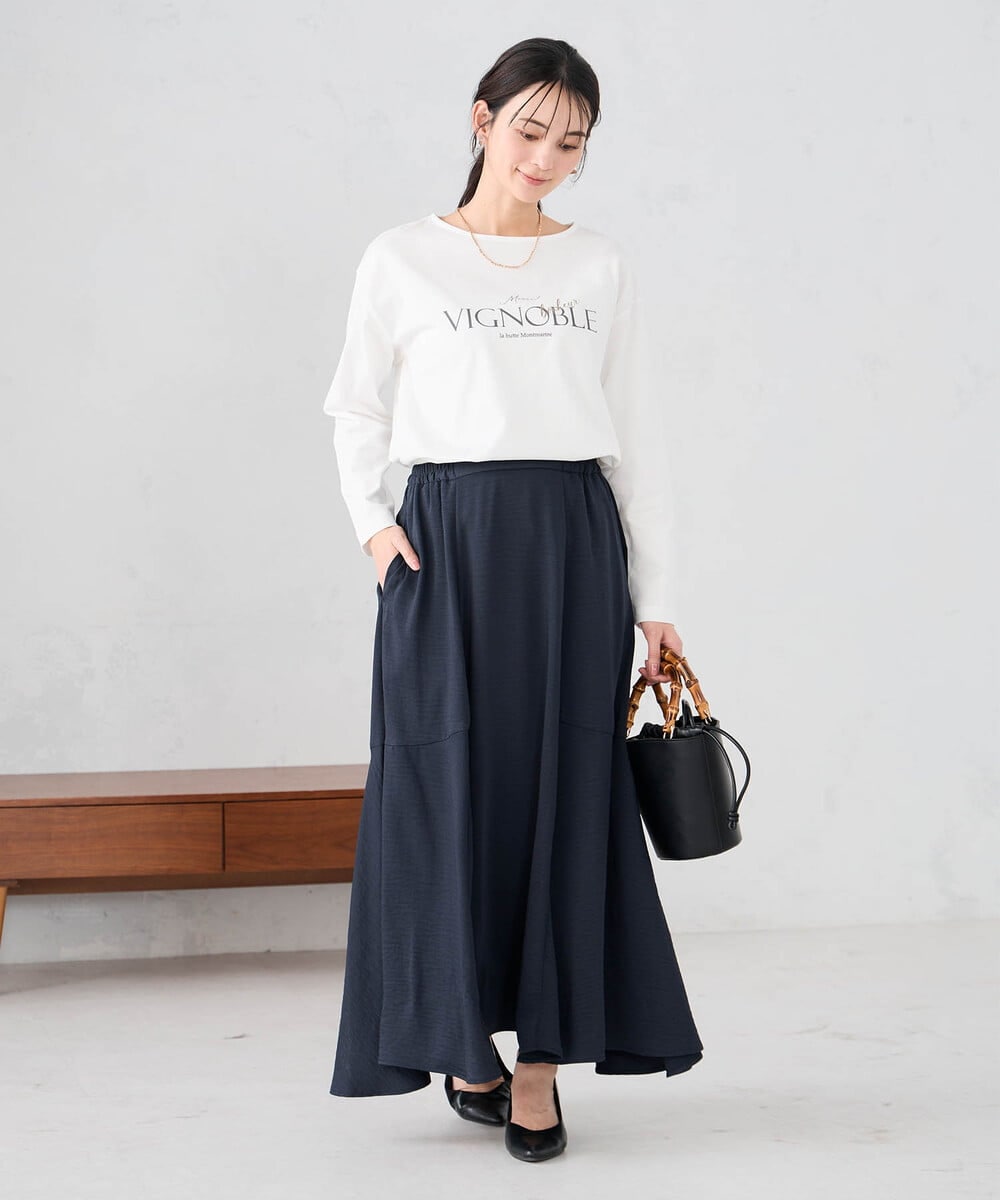 K2KED15034 a.v.v(アー・ヴェ・ヴェ) 【コットン100%】ロゴアソートロンT ダークグレー（箔プリント）