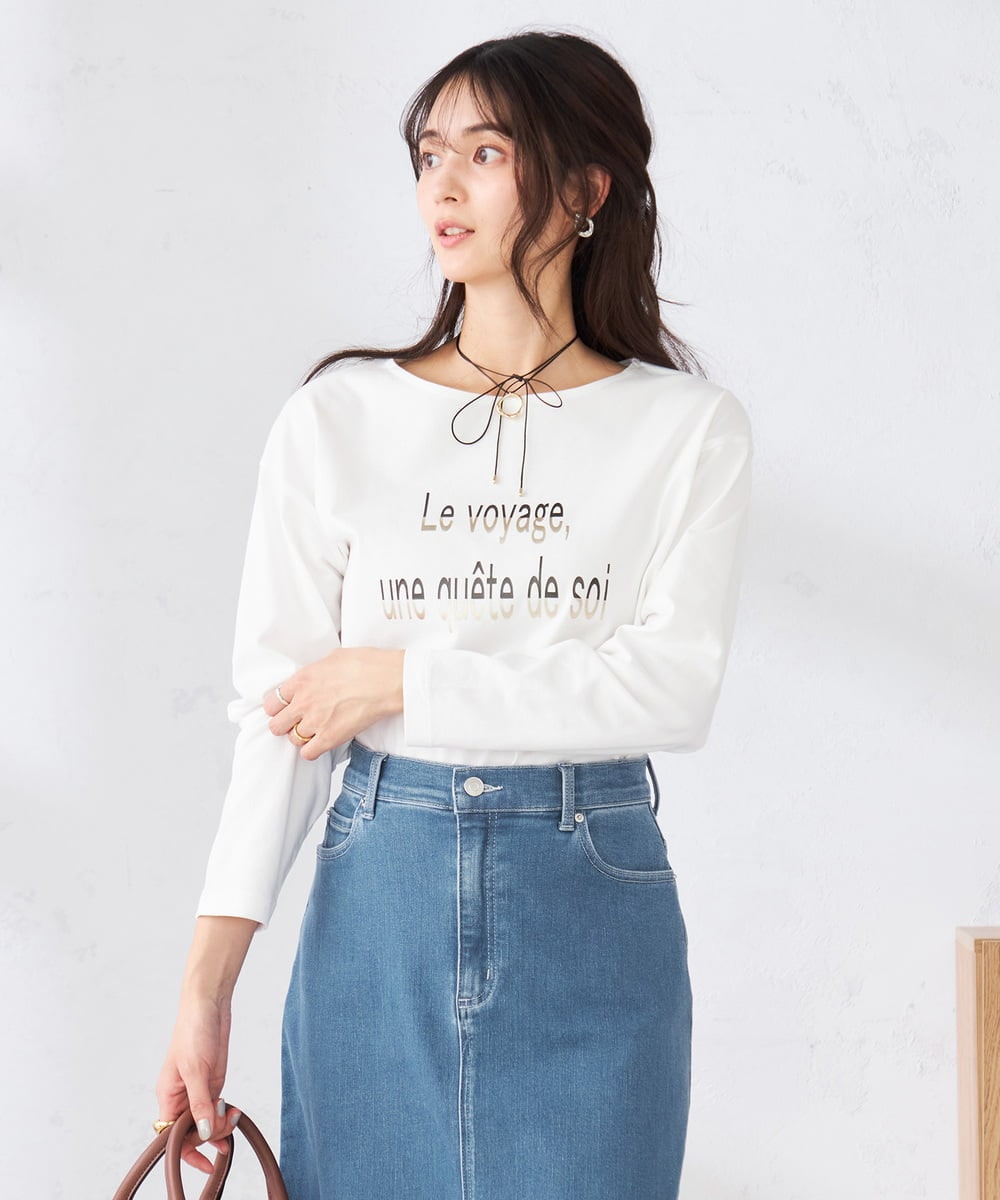 K2KED15034 a.v.v(アー・ヴェ・ヴェ) 【コットン100%】ロゴアソートロンT ダークグレー（箔プリント）