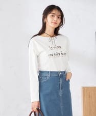 K2KED15034 a.v.v(アー・ヴェ・ヴェ) 【コットン100%】ロゴアソートロンT ホワイト（ゴールド箔プリント）