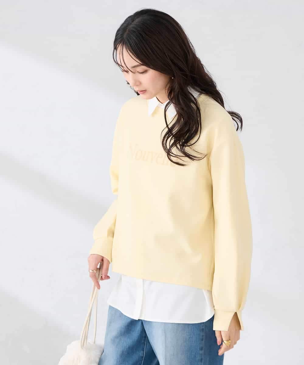 K2KED19039 a.v.v(アー・ヴェ・ヴェ) フロッキープリントプルオーバー ライトイエロー