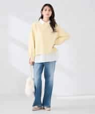 K2KED19039 a.v.v(アー・ヴェ・ヴェ) フロッキープリントプルオーバー ライトイエロー