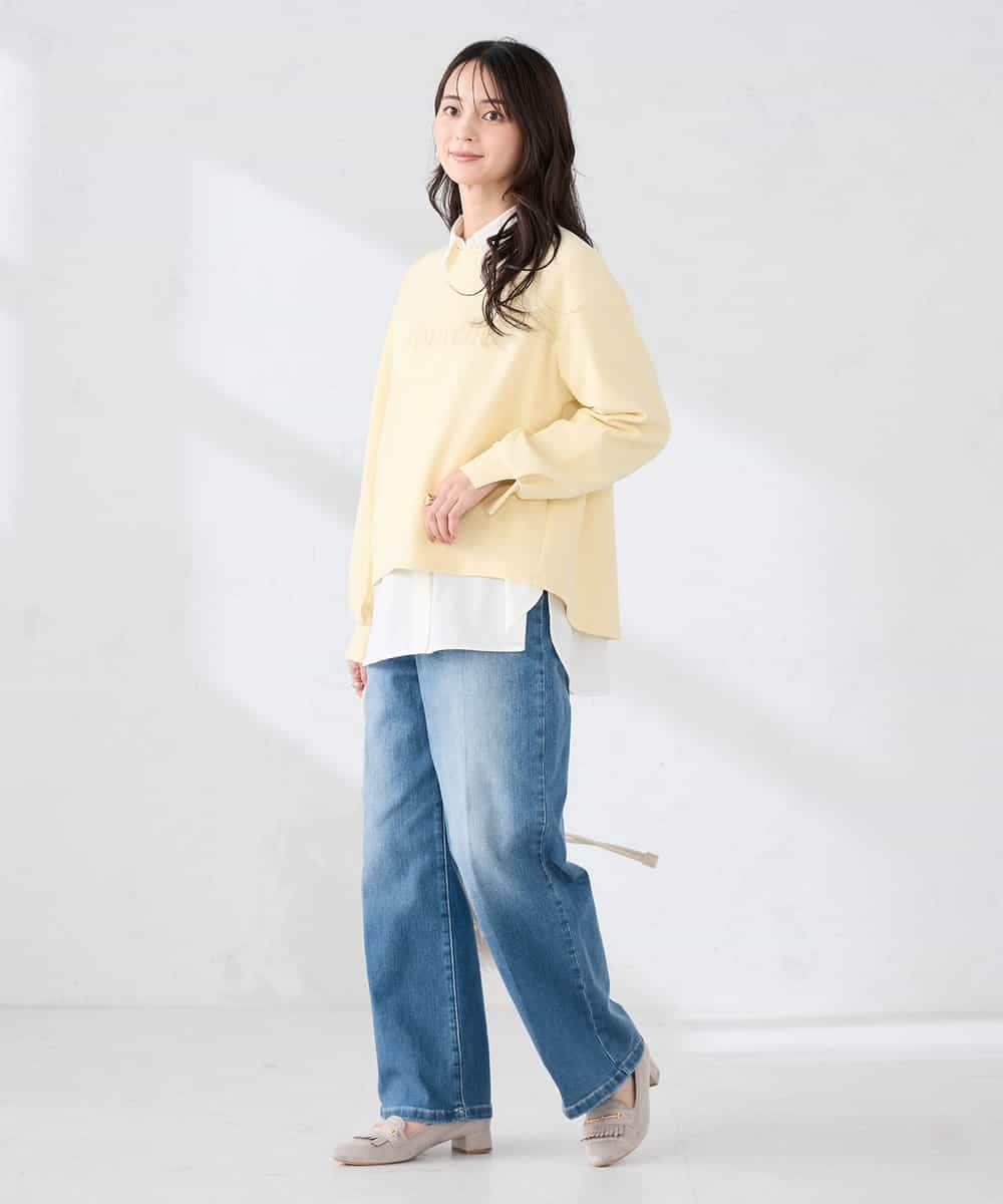 K2KED19039 a.v.v(アー・ヴェ・ヴェ) フロッキープリントプルオーバー ライトイエロー